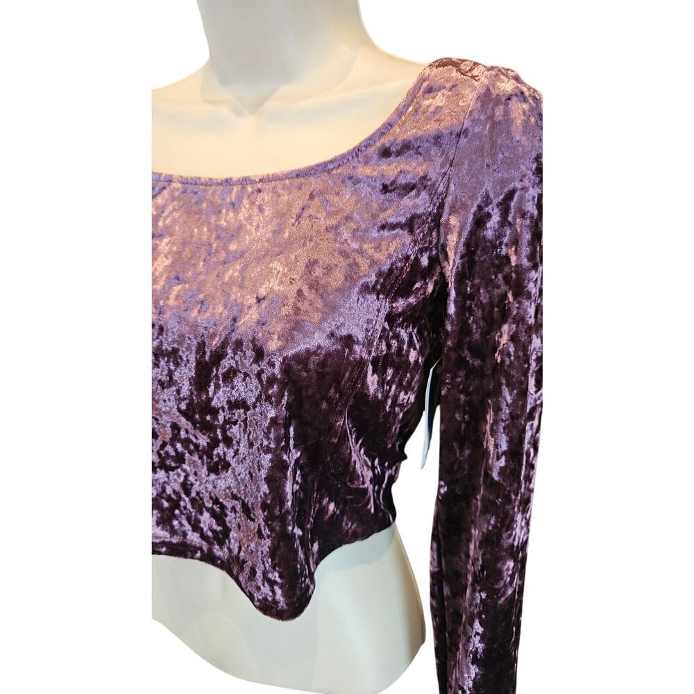 NWT Abound Nordstrom new purple velour long sleeve crop top small S y2k 90s - Picture 2 of 7